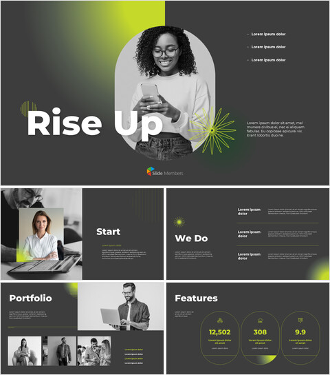 Rise Up Business Pitch Deck ayuda de la plataforma de lanzamiento_13 slides