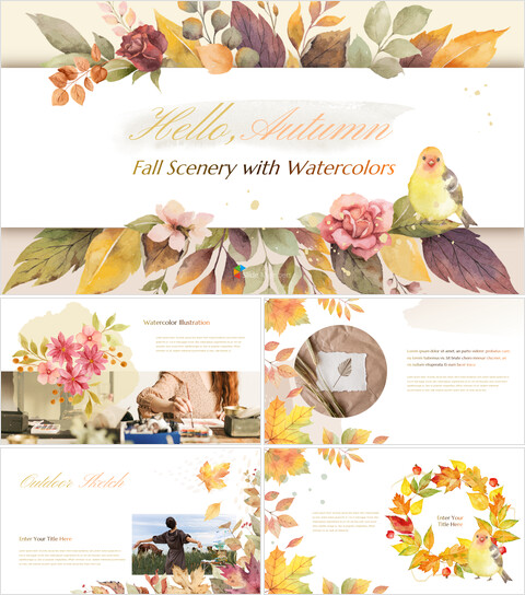 Fall Scenery with Watercolors Google Slides Themes_50 slides