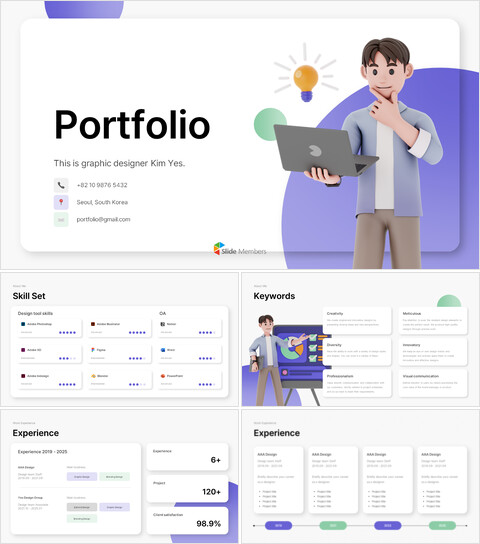 3D 캐릭터 포트폴리오 구글 슬라이드 프레젠테이션 슬라이드_30 slides