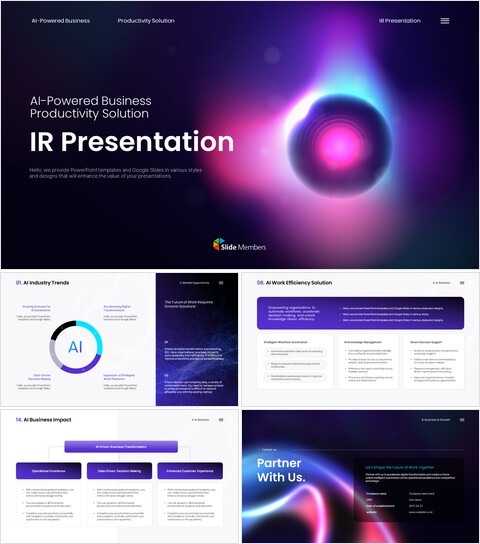 Diapositivas de PowerPoint sobre la solución de productividad empresarial con IA – Presentación para inversores Plantillas de temas_30 slides