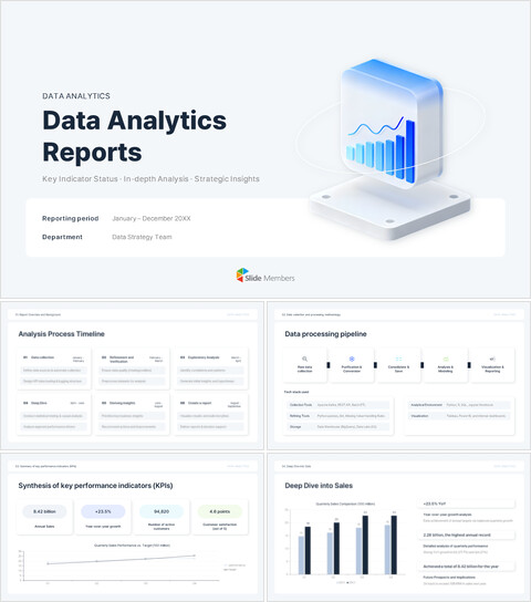 データ分析KPIレポートGoogleスライドテンプレート – Insight Slate パワーポイントGoogleスライド_30 slides