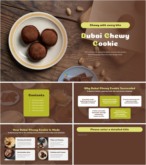Dubai Chewy Cookie PowerPoint Template for Sweet Business Presentations plantillas power point_6 slides