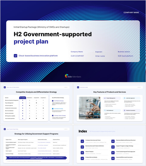 Presentación en PowerPoint del plan de proyecto con apoyo gubernamental para la financiación de una startup de H2 plantilla de plataforma de lanzamiento_30 slides