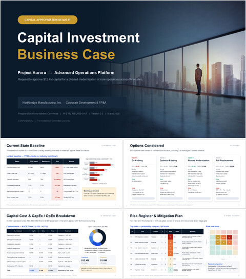 PowerPoint-Vorlage für Investitions-Business-Case und Kapitalplanung PPT-Vorlagen-Design_30 slides