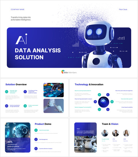 AI 데이터 분석 솔루션 Pitch Deck PPT – 스타트업 프레젠테이션 템플릿 파워 포인트_13 slides
