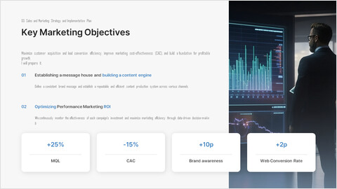 주요 마케팅 목표 단일 슬라이드 PPT 템플릿 심플한 덱_2 slides