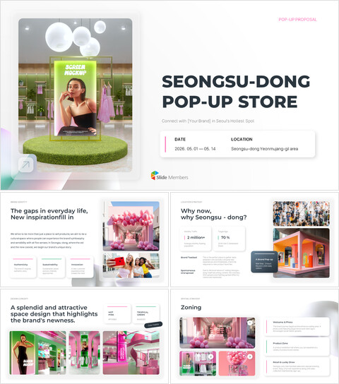 PowerPoint-Vorlage für koreanische Pop-up-Stores für den Einzelhandel Vorlage für die Startpräsentation_13 slides