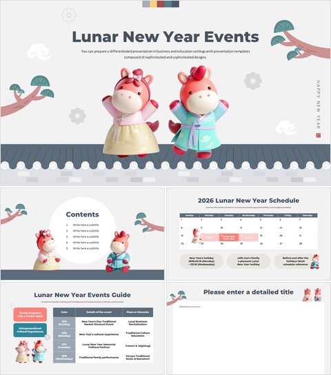 PowerPoint-Vorlage für Ankündigungen zum chinesischen Neujahrsfest 2026 Vorlage ppt_6 slides