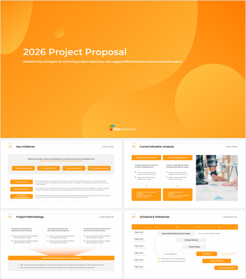 PowerPoint-Vorlage für Projektvorschläge | Modernes Business-Design in leuchtendem Orange PowerPoint-Präsentationsfolien_30 slides