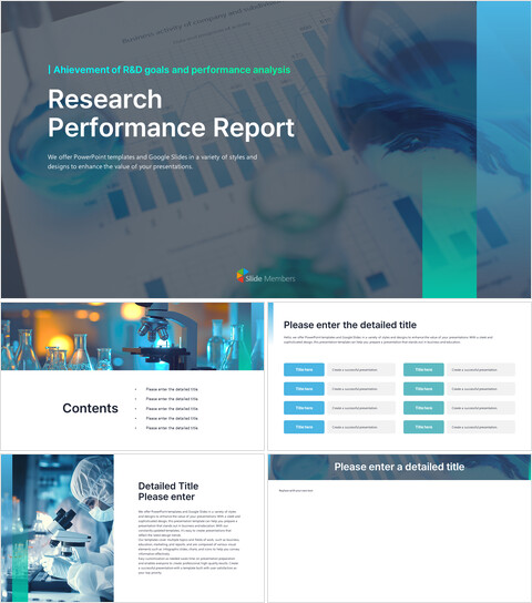 Informe de rendimiento de la investigación en I+D Temas y plantillas de Presentaciones de Google_6 slides