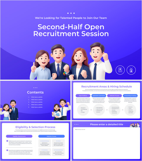 PowerPoint-Vorlage für eine Informationsveranstaltung zur Personalgewinnung – Design mit blau-violettem Farbverlauf PPT-Vorlagen-Design_6 slides