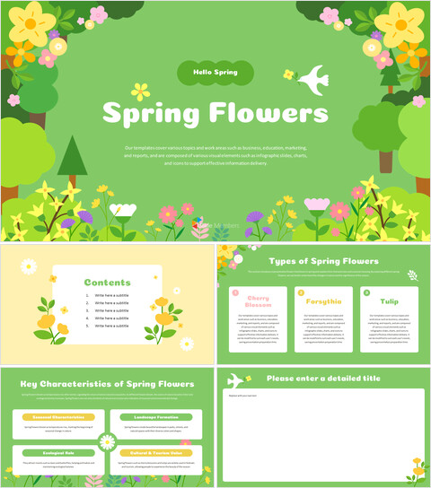 Spring Flowers PowerPoint Template for Seasonal Presentations slide powerpoint_6 slides