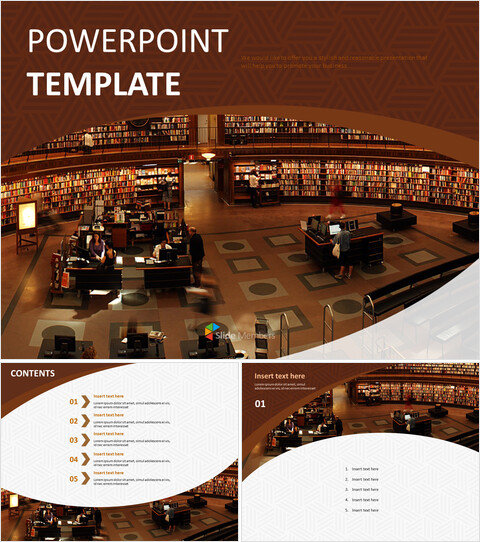 大きな図書館 - 無料PPTテンプレート_6 slides