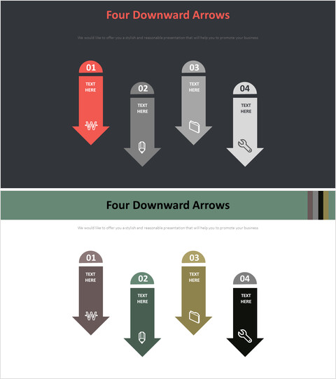 Four Downward Arrows Diagram_2 slides