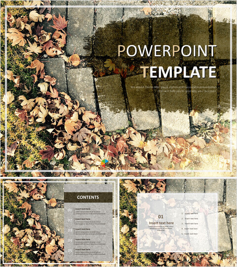 Free Powerpoint Template - A Road Covered With Fallen Leaves_6 slides