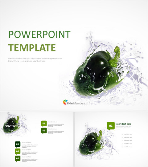 Free PPT Sample - Pepper Falling on the Water With white Background_6 slides