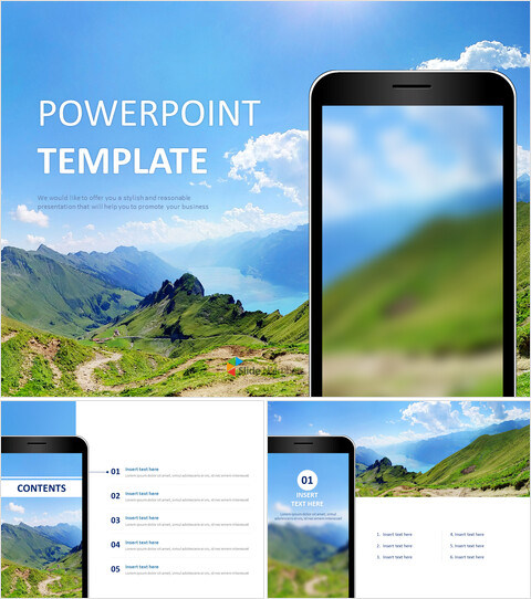 Free presentation Templates - A Blue Mountain in Alps_6 slides