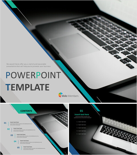 Free Template Design - A black Laptop_6 slides