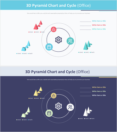 3D金字塔图表和周期（办公室）_4 slides