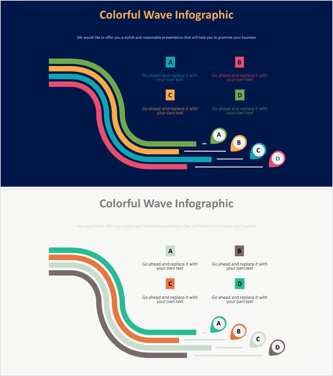 Diagramme d\'infographie de vague colorée_2 slides