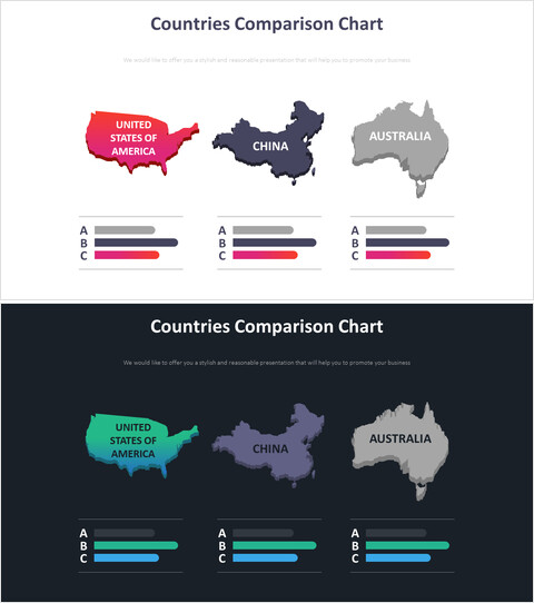 Diagrama de tabla de comparación de Países_2 slides