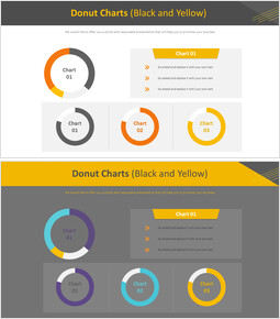 Donut charts (Black and Yellow)_4 slides