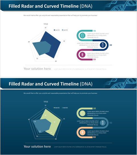 Radar lleno y línea de tiempo curva (ADN)_4 slides