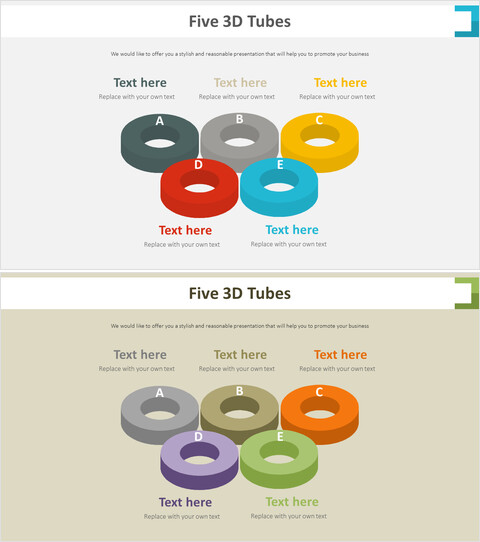 5 개의 3D 튜브 다이어그램_2 slides