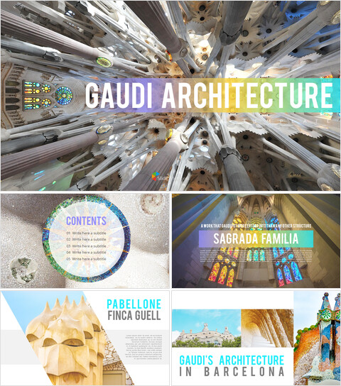 architettura di Gaudi Facile modello PPT_9 slides