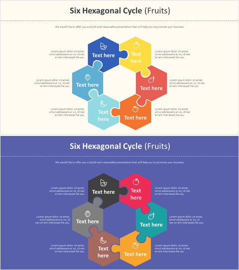 Six Hexagonal Cycle Diagram (fruits)_2 slides