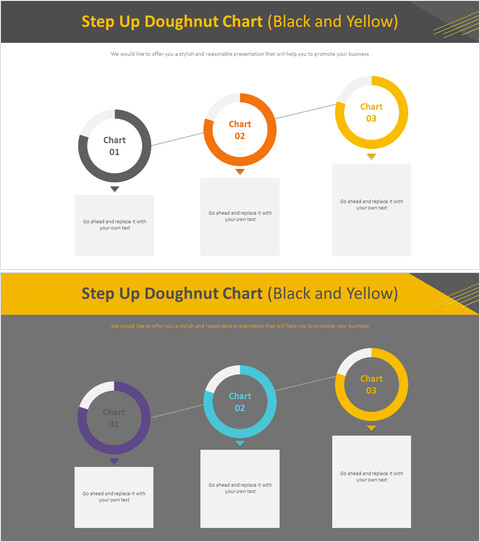 Step Up Doughnut Chart (Black and Yellow)_4 slides