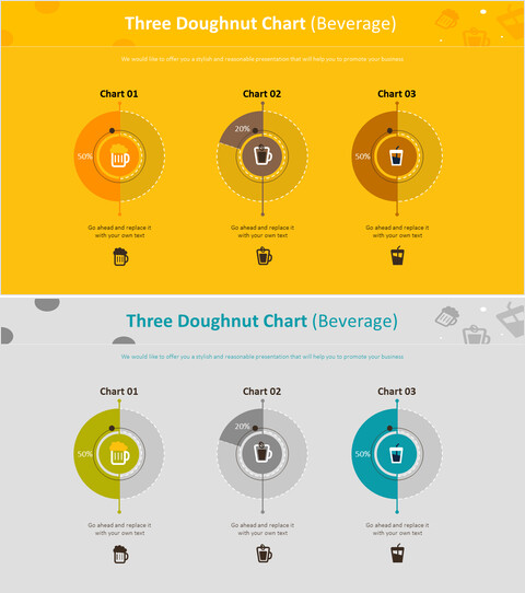 Three Doughnut Chart (beverage)_4 slides