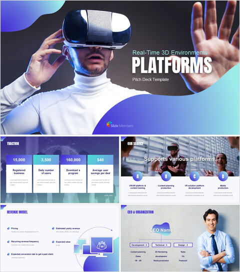 Plateformes 3D Pitch deck thèmes google Slides_15 slides