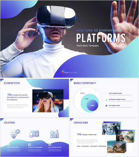 Plateformes 3D Pitch Deck Présentation Powerpoint_15 slides