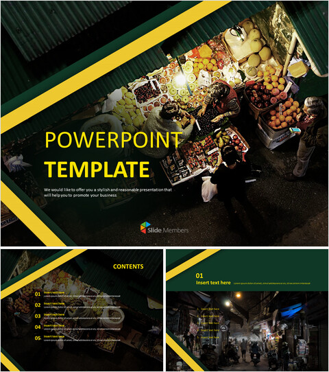無料PPTサンプル - ナイトマーケット_6 slides