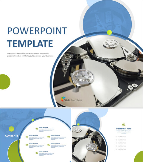 Free PPT Template - computer Hard Disk_6 slides