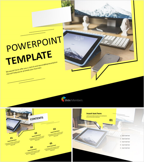 ホームオフィス - 無料PowerPointのテンプレートデザイン_6 slides