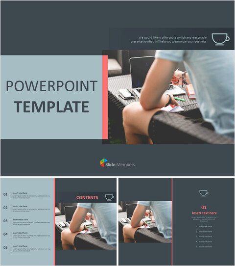 Laptop und Dokumentation - Kostenloses Template-Design_6 slides