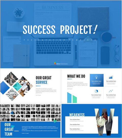 Progetto di successo Design del modello di diapositive di Google_40 slides