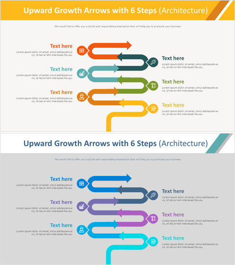 Upward Growth Arrows with 6 Steps Diagram (architecture)_2 slides