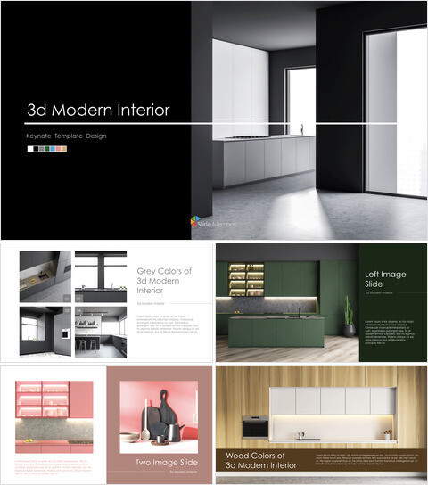 Intérieur moderne 3D Modèle de présentation simple_40 slides