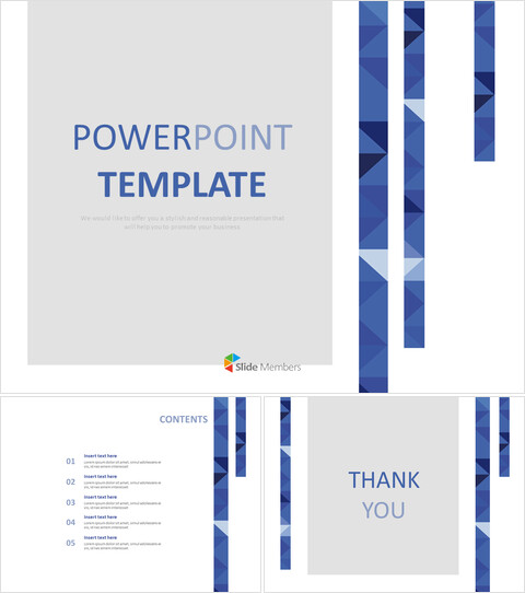 Modèle de présentation gratuit - Motif triangulaire bleu avec trois lignes_6 slides