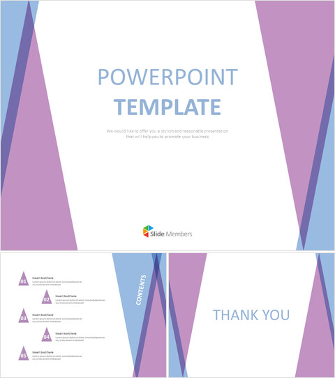 Download gratuito di google Slides - Modello triangolo blu viola_6 slides