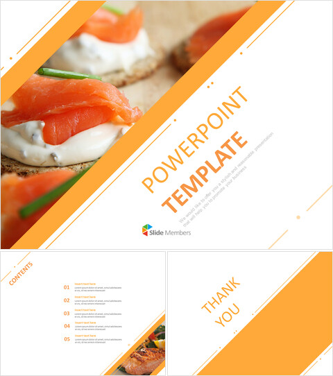 Smoked Salmon With Orange Diagonal Lines - Google Slides Template Free Download_6 slides