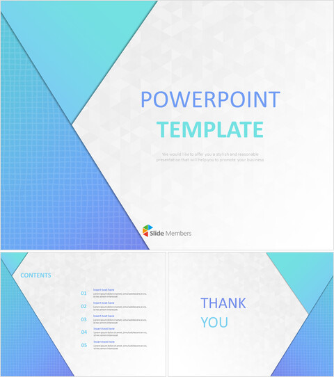 Modelli di diapositive google Business gratuito - Enormi triangoli colorati con Skyblue e blu_6 slides