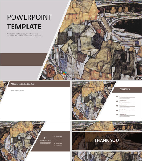 Free Professional Google Slides Templates - Egon Schiele "the House-bend"_6 slides