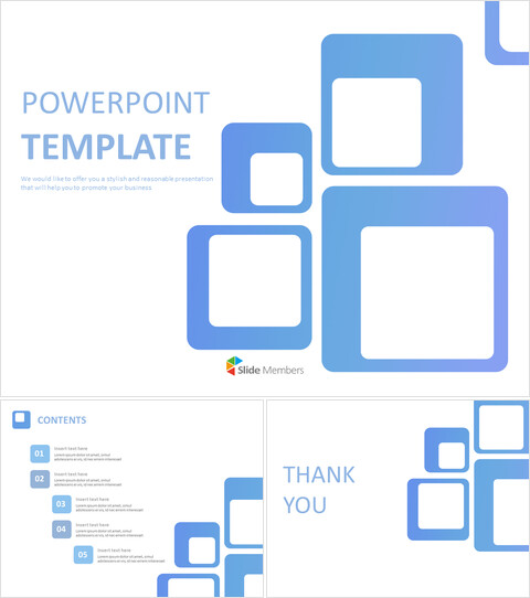 Google Slides Template gratuito - Quadrangoli blu_6 slides