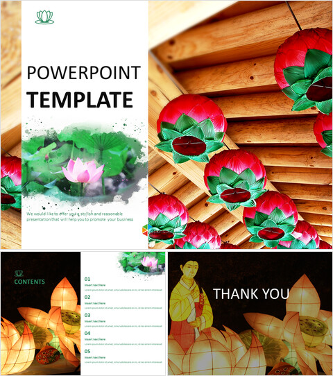 Paper Lanterns in Temple - Google Slides online Free_6 slides