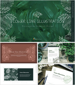 Blumenlinienillustration Einfache Keynote-Vorlage_40 slides