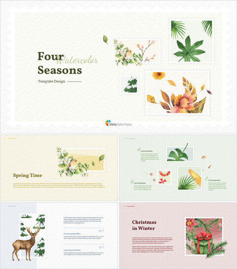 Four Seasons Watercolor Design Presentation Google Slides Templates_40 slides